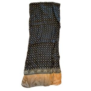 ESPRIT Blue and Rose Gold Silk Scarf. 10" X 53"  Light